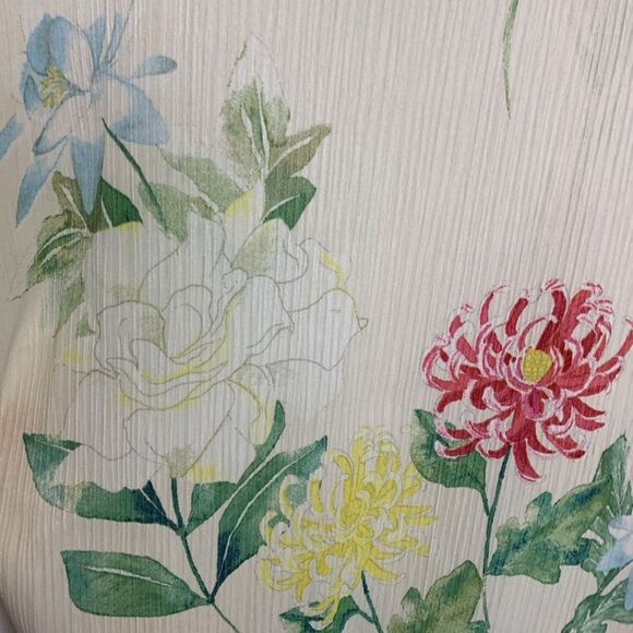 Zara Semi-Sheer Ivory Floral Lace Up Neckline Kimono Sleeve Peplum Top Size M - Picture 9 of 12